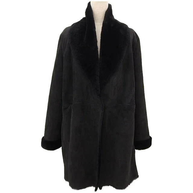 Loewe Faux Shearling Coat #38 Black in Black from VINTAGE QOO TOKYO