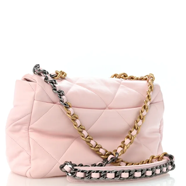 Quilted Large Chanel 19 Flap Light Pink in Pink Lambskin from FASHIONPHILE, photo 3 of 11