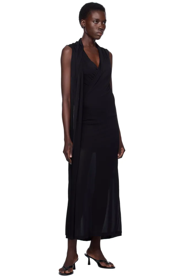 TOTEME Black Overlapped Scarf Maxi Dress, photo 4 of 4 from SSENSE