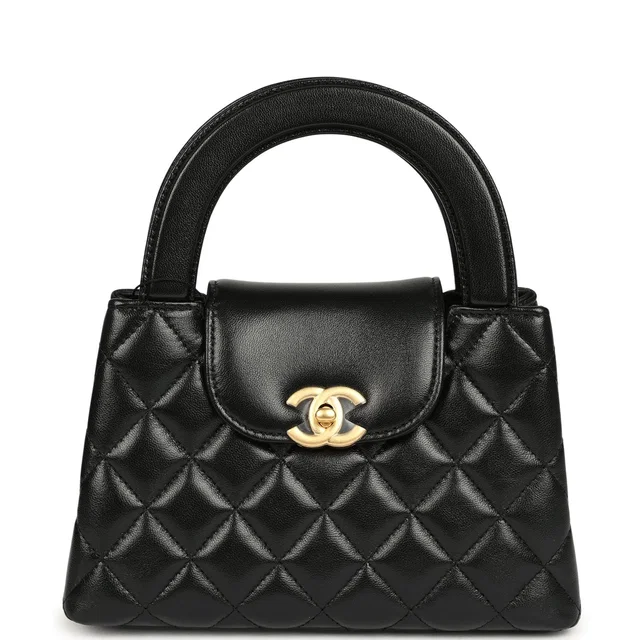 Chanel Small Kelly Shopper Black Shiny Lambskin Brushed Gold Hardware in Black Lambskin from Madison Avenue Couture