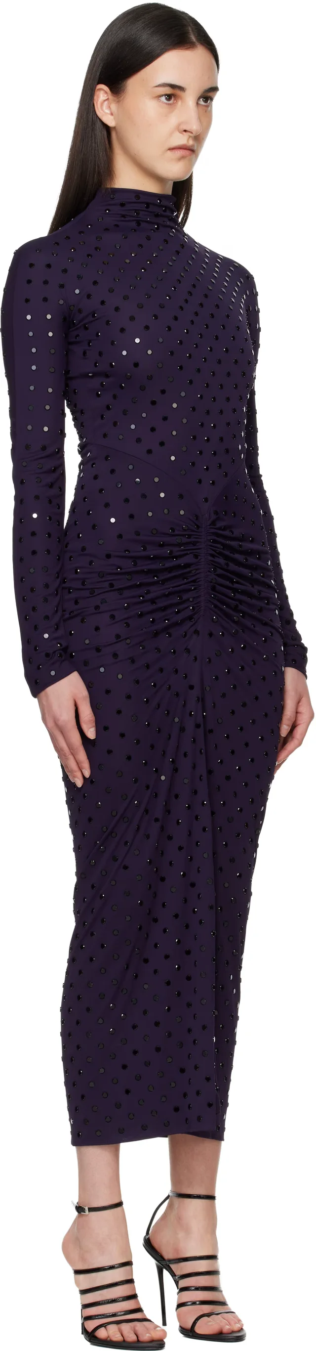 ALAÏA Purple Draped Fluid Strass Jersey Maxi Dress, photo 2 of 3 from SSENSE