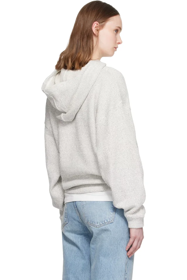 ANINE BING Off-White & Black Framed Monogram Alec Hoodie, photo 3 of 5 from SSENSE