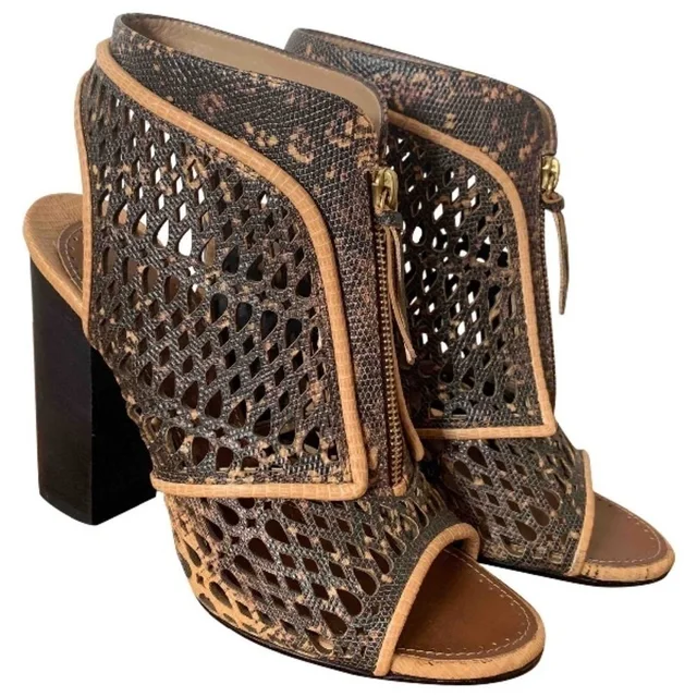 Proenza Schouler Zip Front Laser Cut Leather Booties Size 8.5 in brown|red|neutral Leather from Poshmark