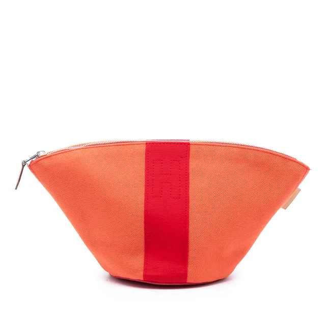 Orange Hermès Mini Toile Palmyre Pouch in Orange Canvas from Designer Revival