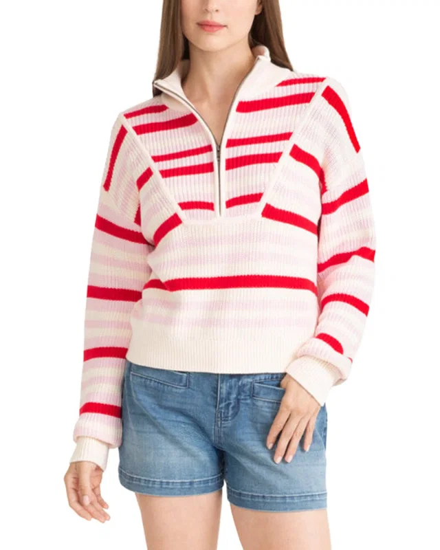 Draper James Mixed Stripe Zip Up Pullover, image 1 of 1 from Rue La La