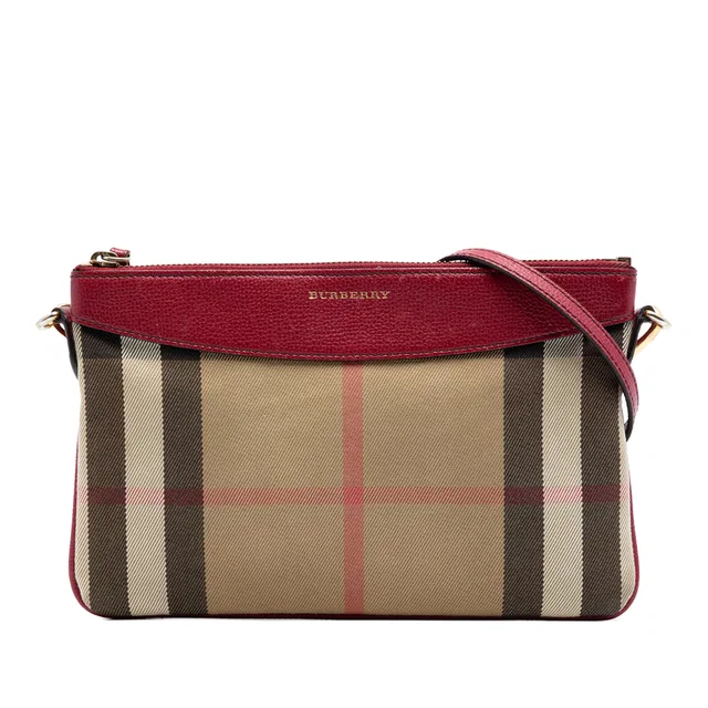 Brown Burberry House Check Canvas Derby Peyton Crossbody in Brown Canvas from Designer Revival