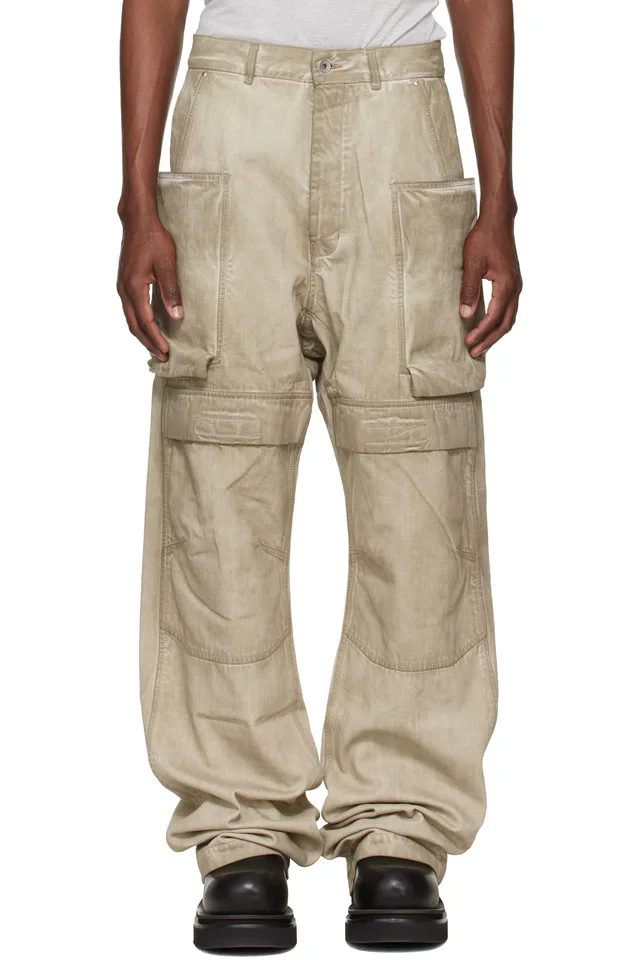 Rick Owens DRKSHDW Beige Temple Stefan Denim Cargo Pants, image 1 of 1 from SSENSE