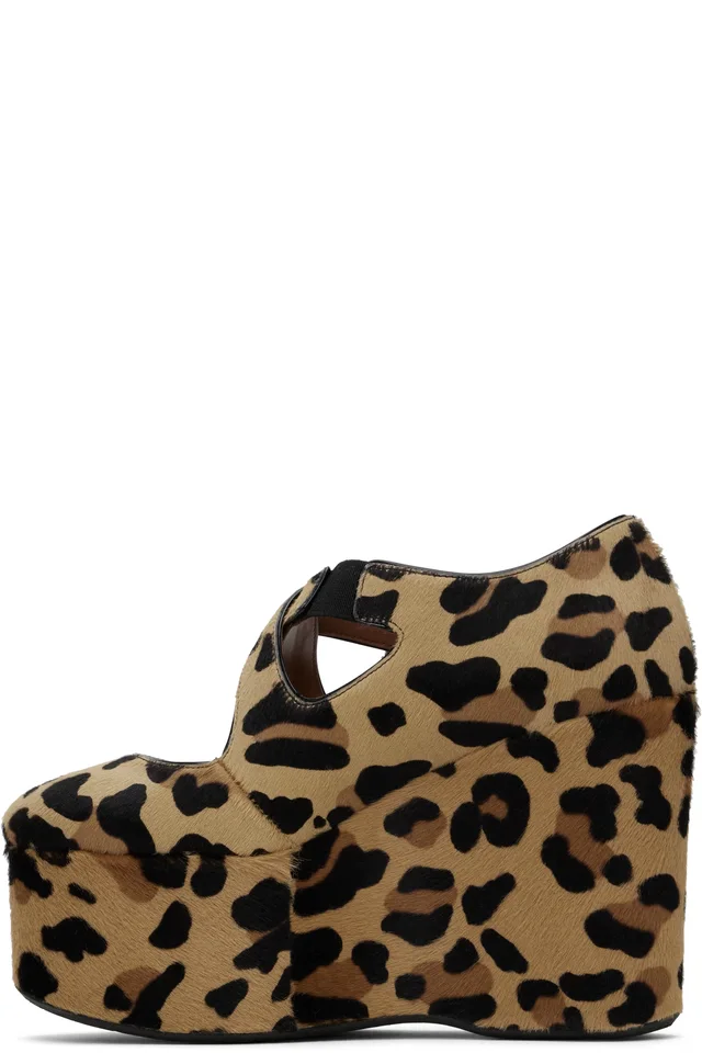 ALAÏA Brown Criss Cross Wedge Heels, photo 3 of 4 from SSENSE