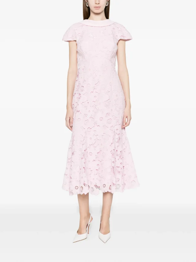 Self-Portrait lace scoop-back midi dress, photo 2 of 2 from FARFETCH