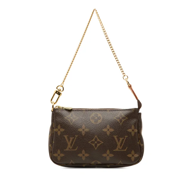 Brown Louis Vuitton Monogram Mini Pochette Accessoires Handbag in Brown Coated canvas from Designer Revival