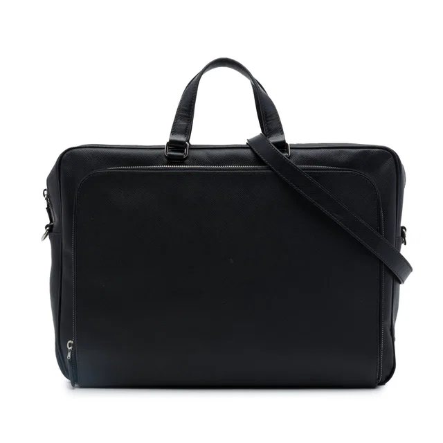 Black Prada Saffiano Business Bag in Black Saffiano leather from Designer Revival