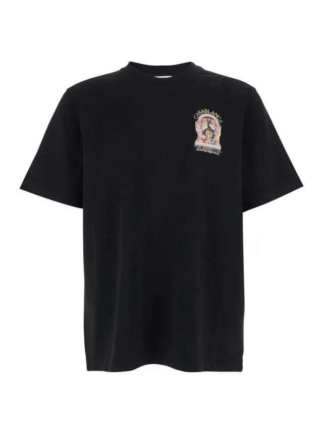 Casablanca Black T-Shirt with Logo Detail on the Front and Maxi Logo Print on the Back in Cotton Man's Cotton in Black 100% Organic Cotton from Gaudenzi Boutique, photo 1 of 1