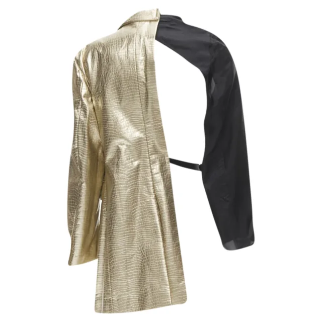 Comme des Garcons gold pleated harness tie open jacket in gold, photo 5 of 6 from ShopSimon