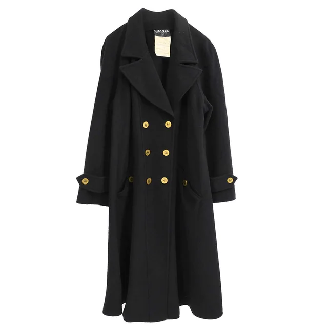 Chanel 1994 Coat Black #38 in Black Cashmere from AMORE Vintage Tokyo