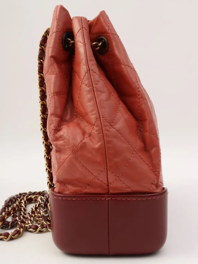 Chanel 2018 Production CC Mark Plate Chain Backpack Pink/Bordeaux in Burgundy Leather from VINTAGE QOO TOKYO, photo 4 of 23