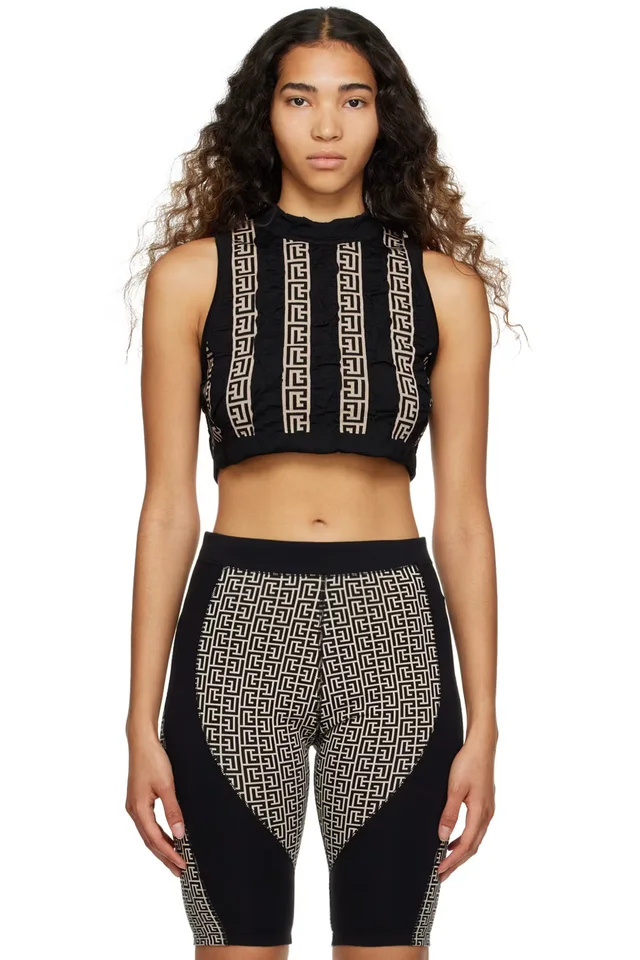 BALMAIN Black Crinkled Tank Top, image 1 of 1 from SSENSE