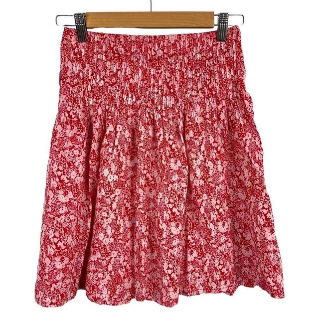 Burberry London Red Floral Pleated Ruffle Midi Flowy Skirt Size 2 100% Cotton in red from Poshmark
