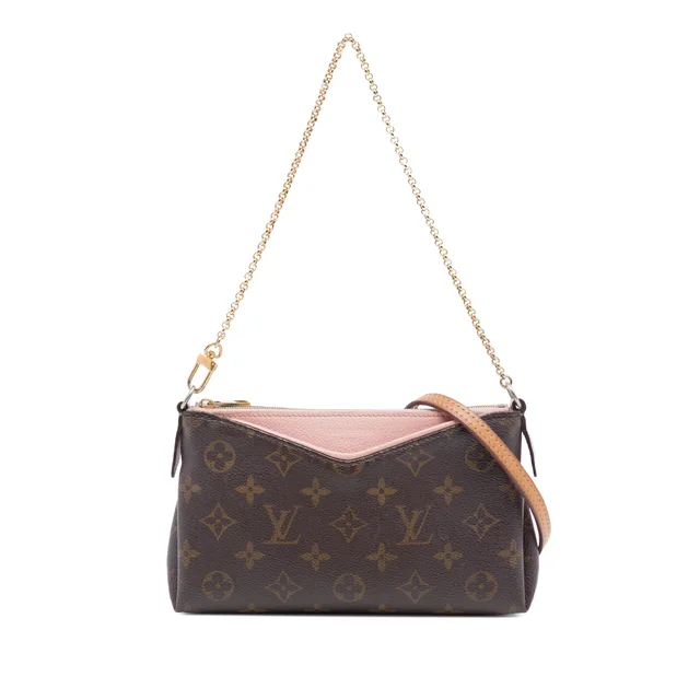 Brown Louis Vuitton Monogram Pallas Clutch Satchel in Brown Coated canvas from Designer Revival