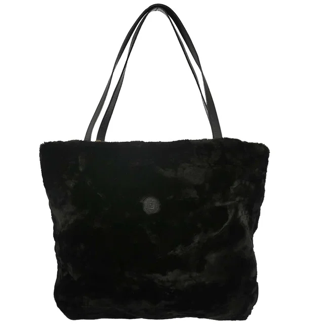 Fendi Black Fur Nylon Zucca Tote Handbag in Black Nylon from AMORE Vintage Tokyo