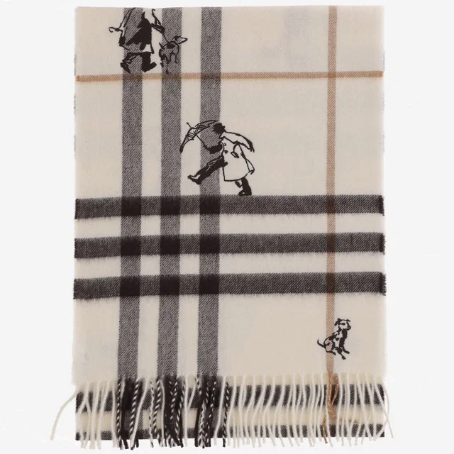 Burberry Cashmere Check Scarf — White Scarfs in White Cashmere from HEWI