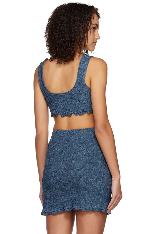 Yuzefi Blue Cropped Tank Top, photo 3 of 4 from SSENSE