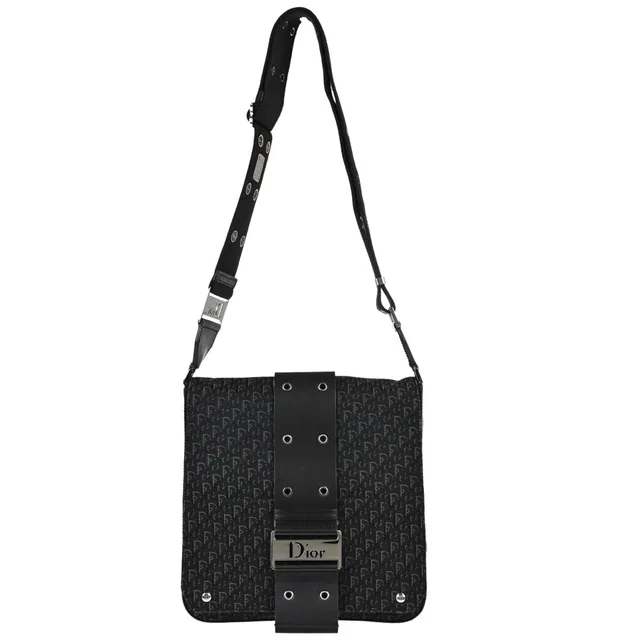 Dior Black Trotter Street Chic Shoulder Bag in Black Canvas from AMORE Vintage Tokyo
