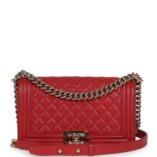 Chanel Medium Boy Bag Red Caviar Gold Hardware in Red Caviar leather from Madison Avenue Couture
