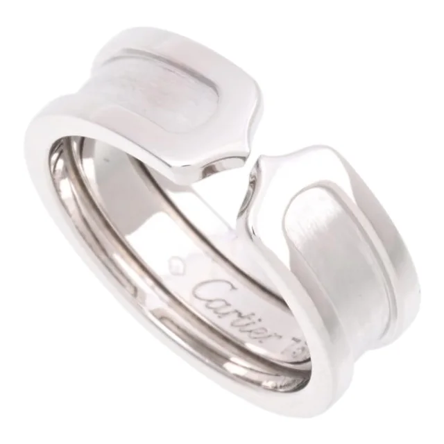 Cartier 18K C2 Ring #52 White Gold in White from VINTAGE QOO TOKYO