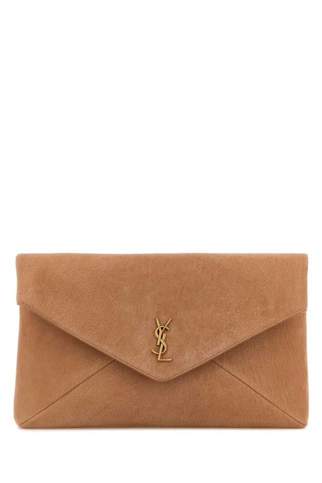 Saint Laurent Envelope Clutch — Beige in Beige Suede from HEWI