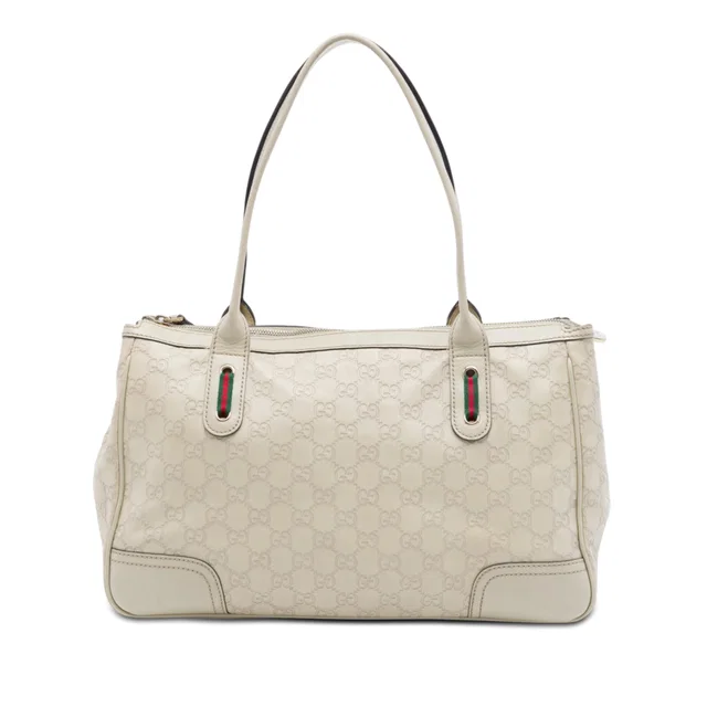 Beige Gucci Guccissima Web Princy Tote in Beige Leather from Designer Revival