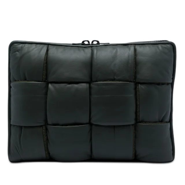 Green Bottega Veneta Maxi Nappa Intrecciato Padded Laptop Case Business Bag in Green Nappa leather from Designer Revival, photo 1 of 1