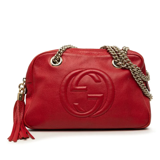 Red Gucci Calfskin Soho Chain Zip Shoulder Bag in Red Calfskin from Designer Revival, photo 1 of 1