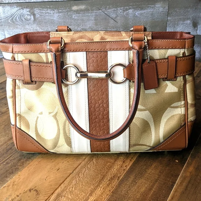 Coach Vintage Medium Size Purse Tan And Gold Classic in neutral|gold|brown from Poshmark