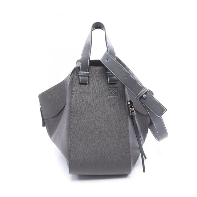 Loewe Handbag Hammock Medium 2-Way Dark Gray Leather Bag in Grey Leather from The Reluxe