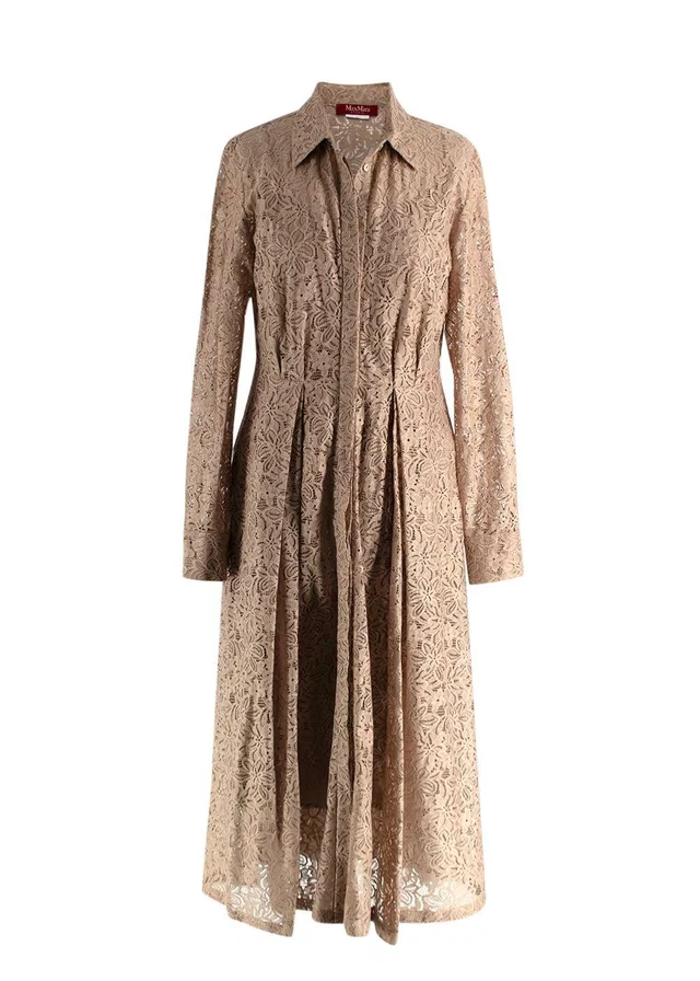 Max Mara Beige Lace Midi Dress in Beige from HEWI