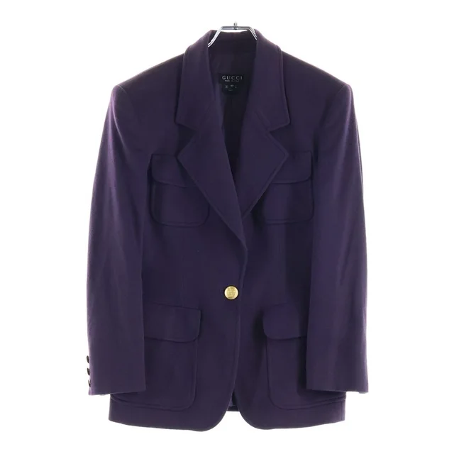 Gucci GG Button Jacket Purple 40 in Purple Cashmere from The Reluxe