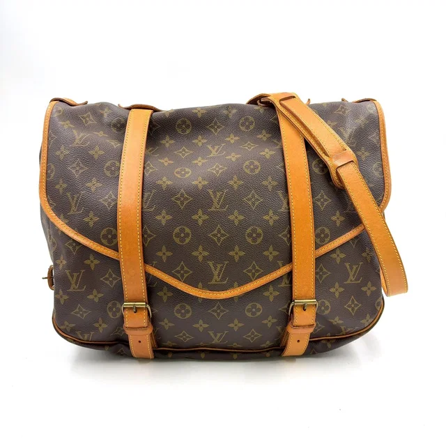 Louis Vuitton Saumur 43 Monogram Leather Brown Light Shoulder Bag Gold in Brown Leather from The Reluxe