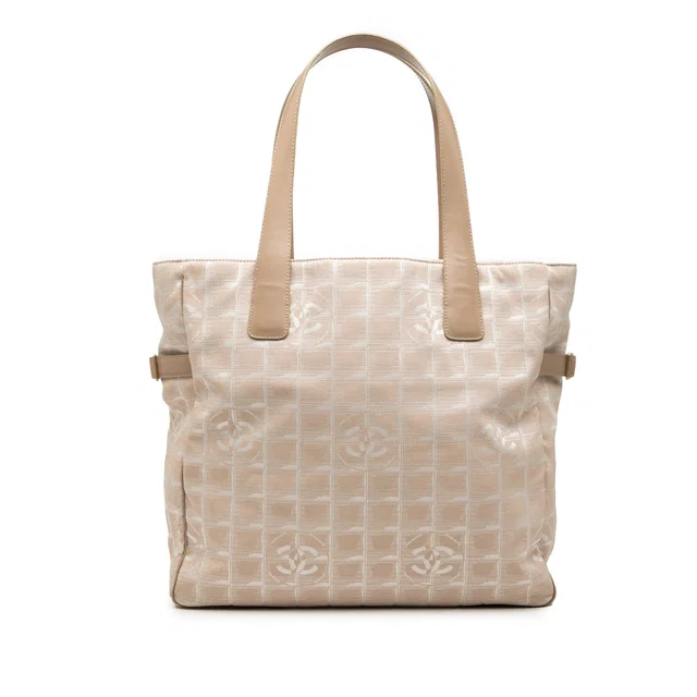 Beige Chanel New Travel Line Nylon Tote in Beige Nylon from Designer Revival