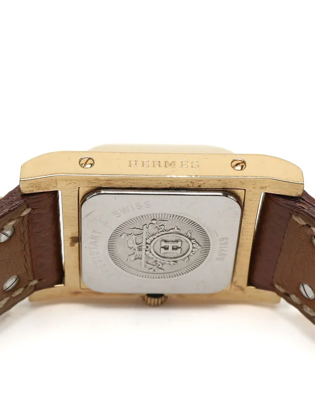 Hermès Medor 23mm Gold-Plated Watch in Gold Leather from A Retro Tale, photo 8 of 8