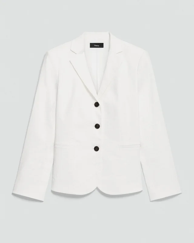 Theory Shrunken Three-Button Blazer in Good Linen, photo 2 of 6 from Theory