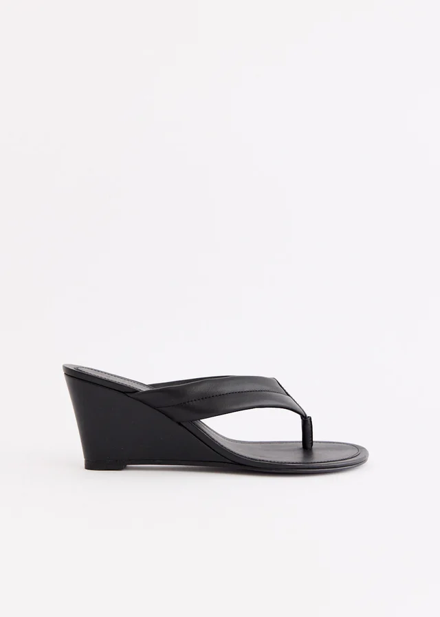 St Agni Stitch Detail Thong Wedge in Black from Incu, photo 1 of 1
