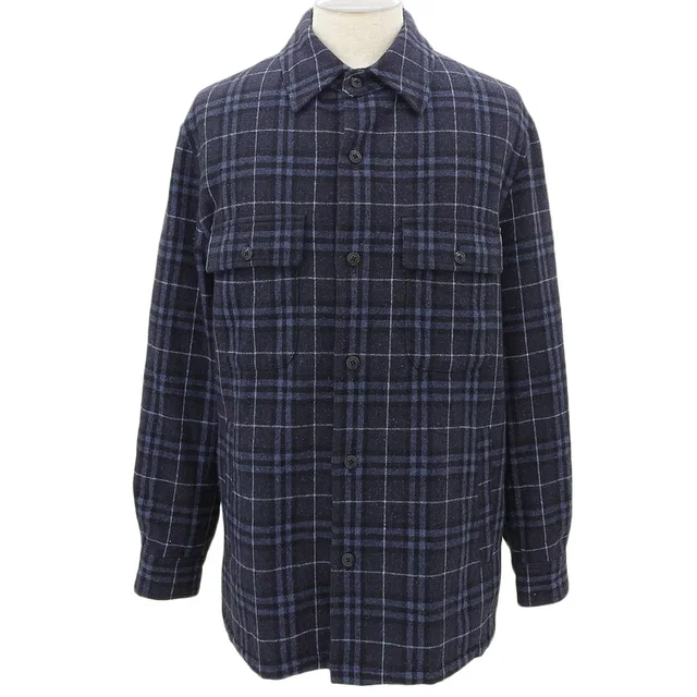 Burberry Wool Nova Check Jacket #L Navy in Navy Wool from VINTAGE QOO TOKYO