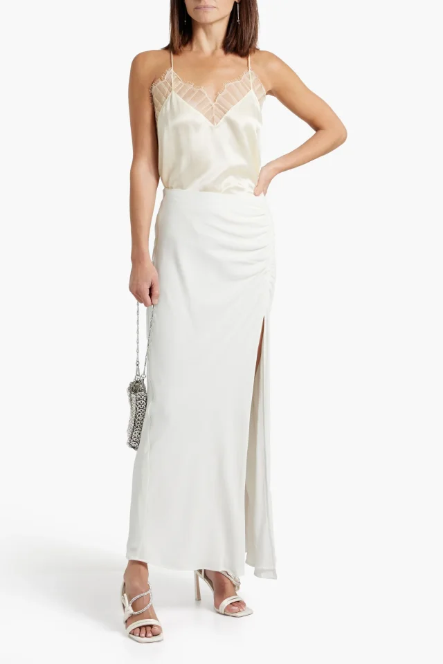 Iro Hagat Ruched Crepe Maxi Skirt in Off White, photo 2 of 4 from THE OUTNET