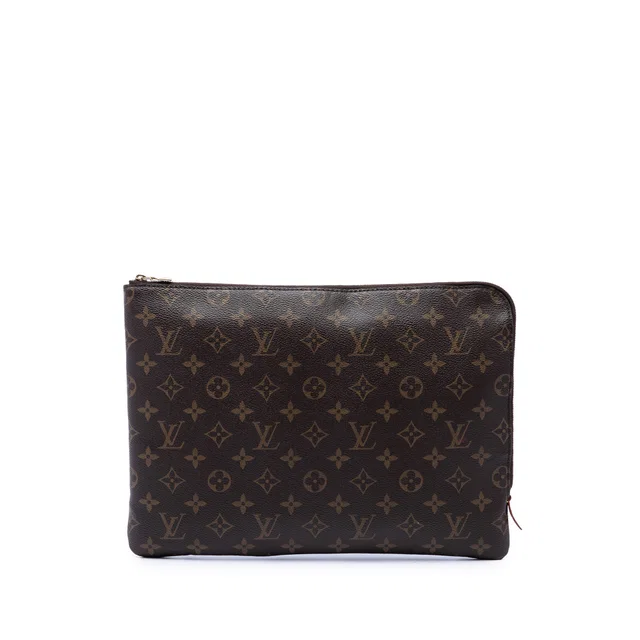 Brown Louis Vuitton Monogram Etui Voyage GM Clutch Bag in Brown Coated canvas from Designer Revival