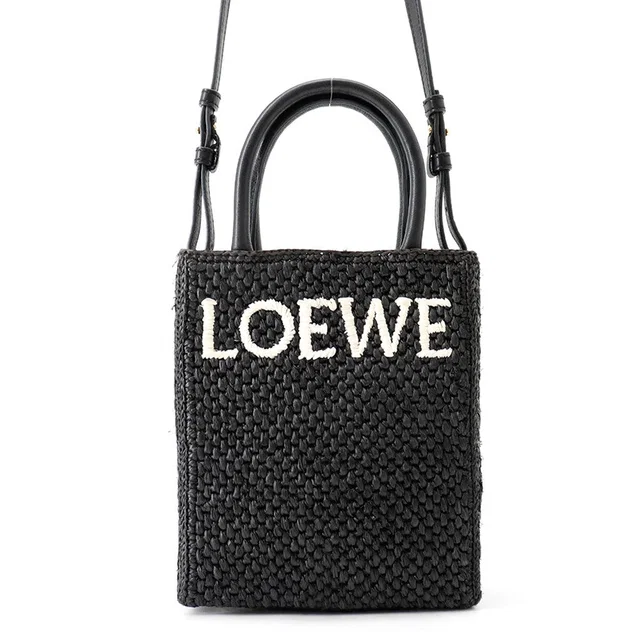 Loewe Standard A5 2-Way Bag Black/WhiteA563S30X09 Raffia Leather in Black Raffia from GALLERY RARE