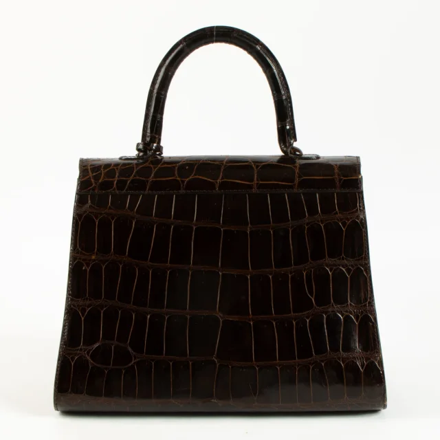 Delvaux Vintage Brown Shiny Crocodile Brillant MM Bag in Brown Crocodile from Labellov, photo 3 of 5