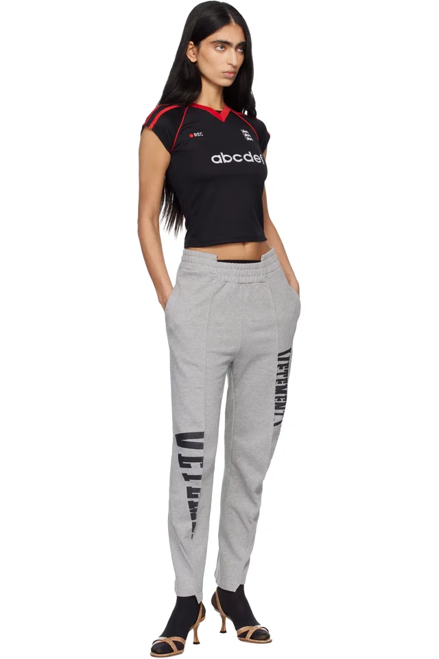VETEMENTS Black & Red Alphabet Football Jersey T-shirt, photo 4 of 4 from SSENSE