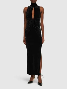 Alessandra Rich Long dress with high neckline in 75% Viscose, 15% Silk, 10% Elastane, photo 2 of 5 from LUISAVIAROMA