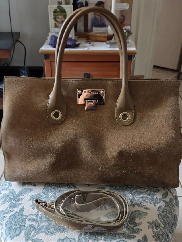 Jimmy Choo Vintage Rosalie Tote/Satchel in brown|red Suede from Poshmark
