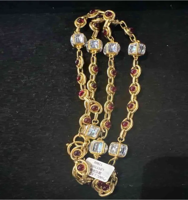 Chanel Red Glass Rhinestone Necklace in Red from Luxury Promise